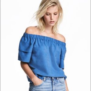 H&M Off the Shoulder Blouse - Slate Blue